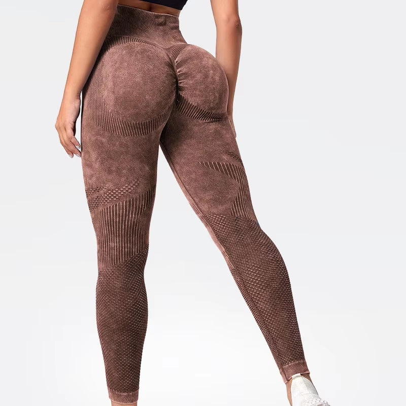 Women Seamless Leggings Washing Yoga Pants Bubble Butt Push up Fitness Legging High Waist Scrunch Tight Mujer Gym Legging