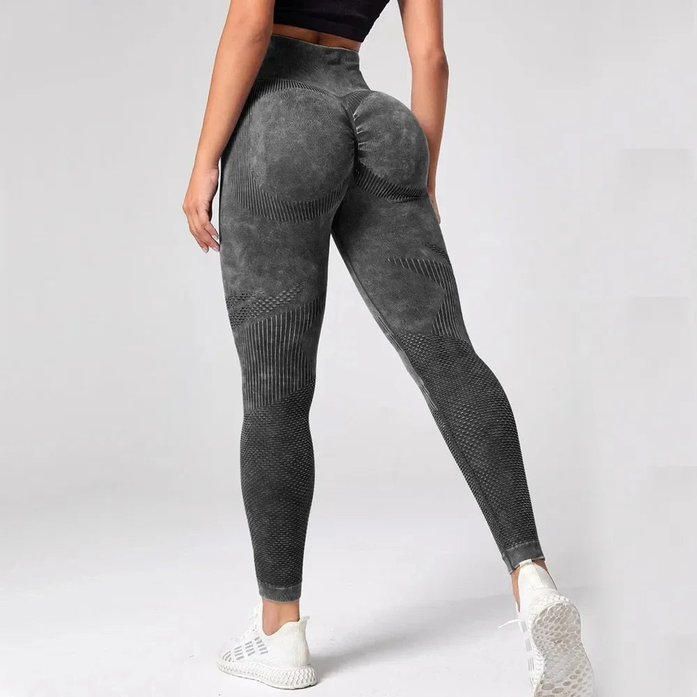 2023 Women Leggings Washing Yoga Pants Bubble Butt Push up Fitness Legging High Waist Scrunch Tight Mujer Gym Seamless Legging