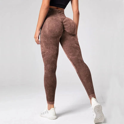 2023 Women Leggings Washing Yoga Pants Bubble Butt Push up Fitness Legging High Waist Scrunch Tight Mujer Gym Seamless Legging