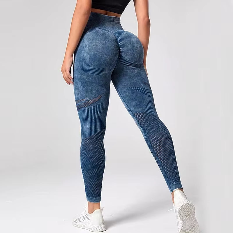 2023 Women Leggings Washing Yoga Pants Bubble Butt Push up Fitness Legging High Waist Scrunch Tight Mujer Gym Seamless Legging