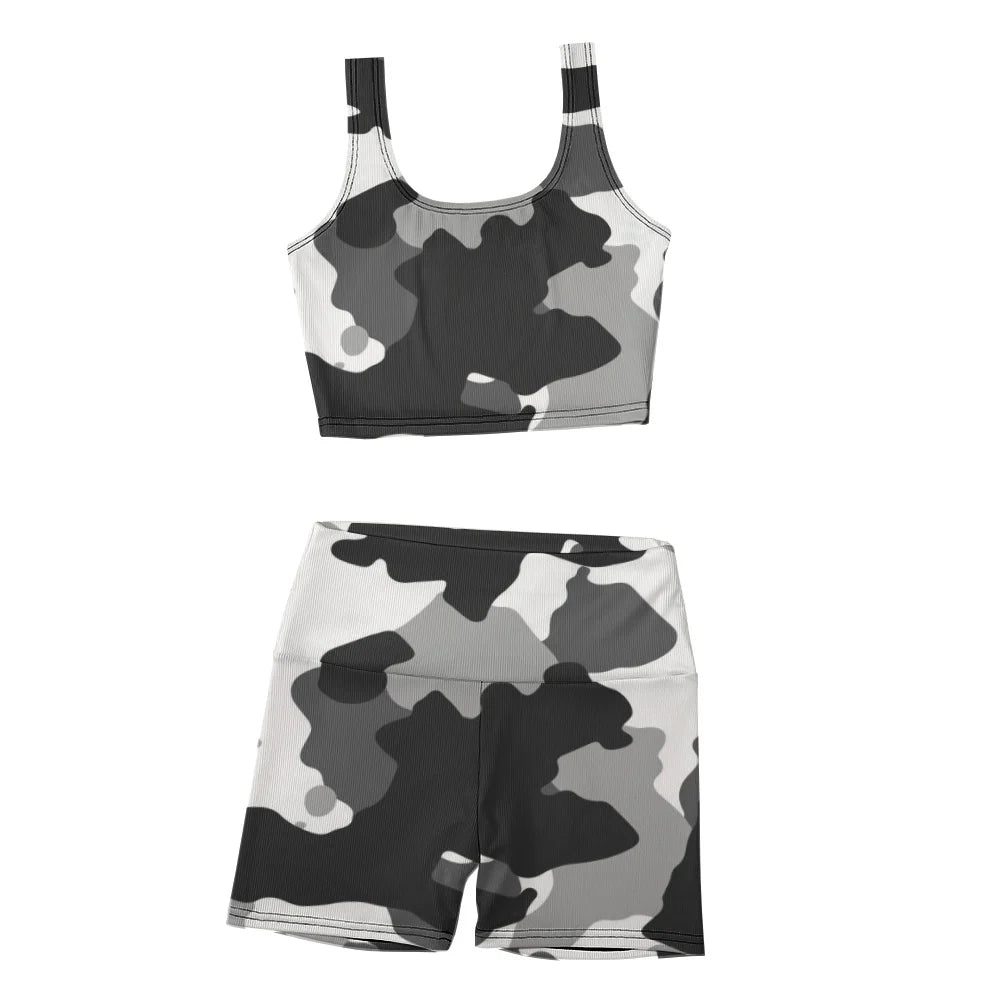 Shabella Camouflage Tank Top and Biker Shorts 2 Piece Yoga Set