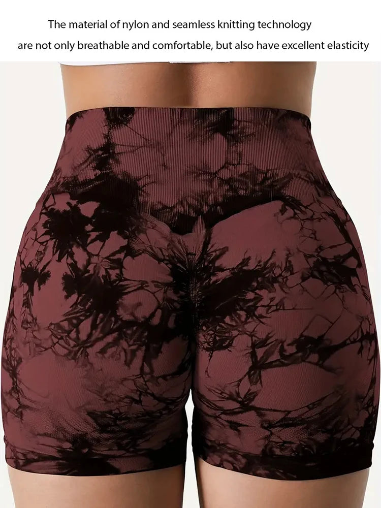 3-Piece Tie-Dye Hip Lift Yoga Shorts