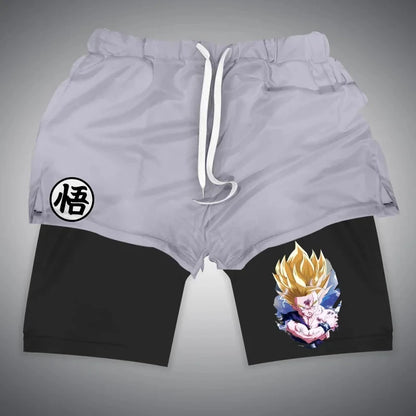 Anime Gym Shorts Double Layer 2-In-1