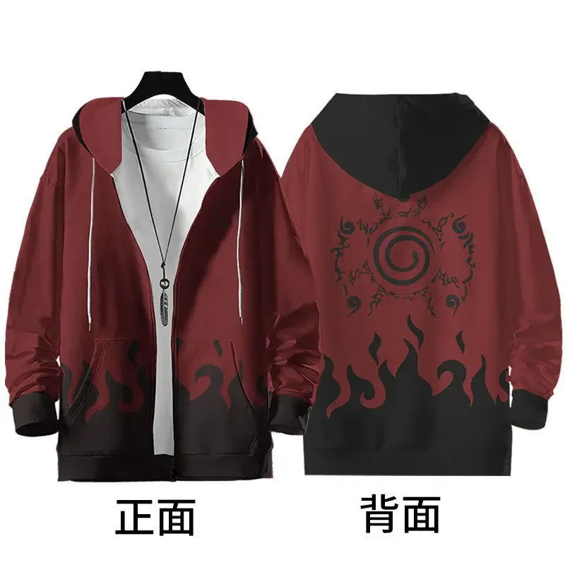 Naruto zipper hooded top