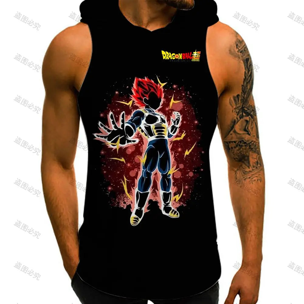 Anime Sleeveless Hooded Gym Shirt