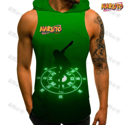 Anime Sleeveless Hooded Gym Shirt