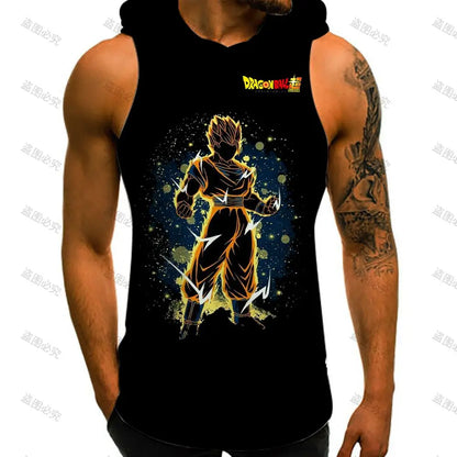 Anime Sleeveless Hooded Gym Shirt