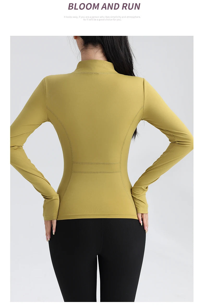 Full Zip Yoga Top With Thumbholes