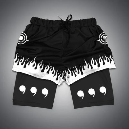 Anime Gym Shorts Double Layer 2-In-1