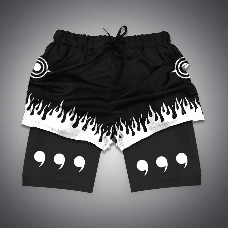 Anime Gym Shorts Double Layer 2-In-1