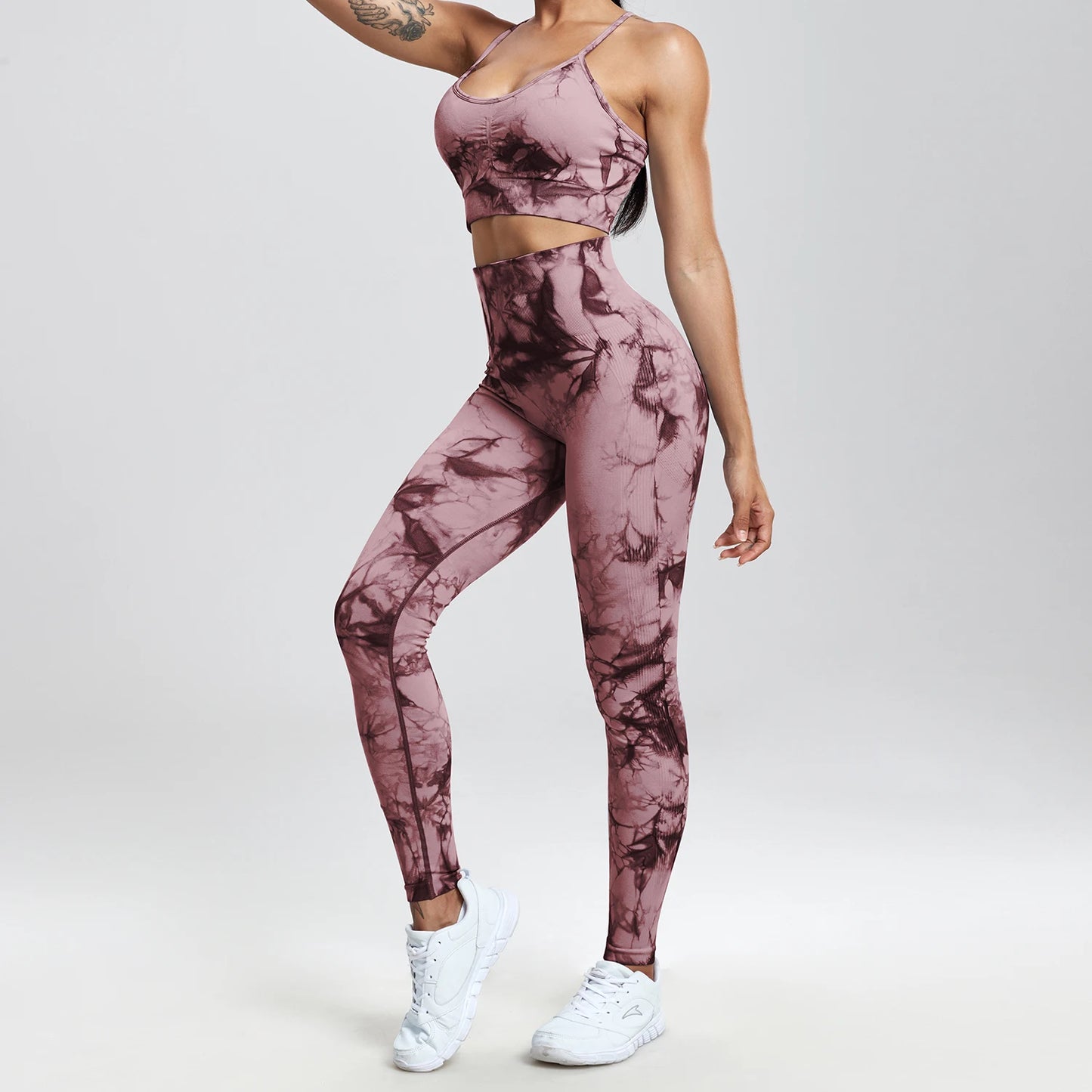 Tie Dye Yoga Set Seamless Fitness Suit