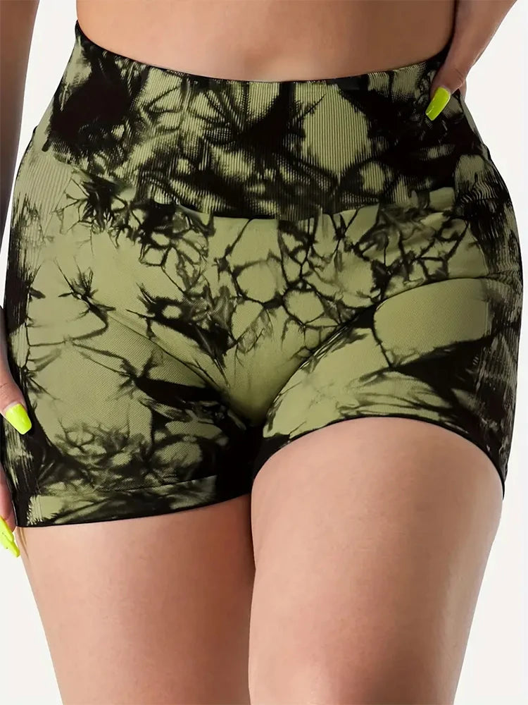 3-Piece Tie-Dye Hip Lift Yoga Shorts