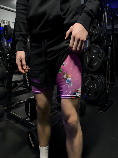 Anime Gym Shorts Double Layer 2-In-1