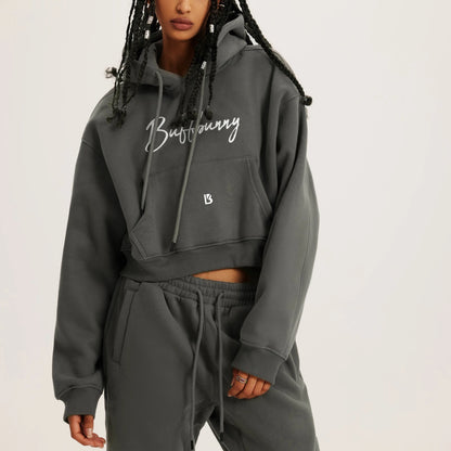 Buffbunny Drawstring Crop Loose Hoodies