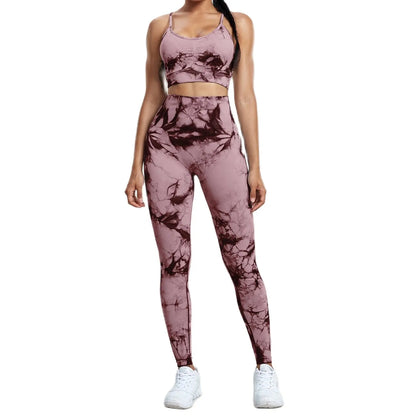 Tie Dye Yoga Set Seamless Fitness Suit