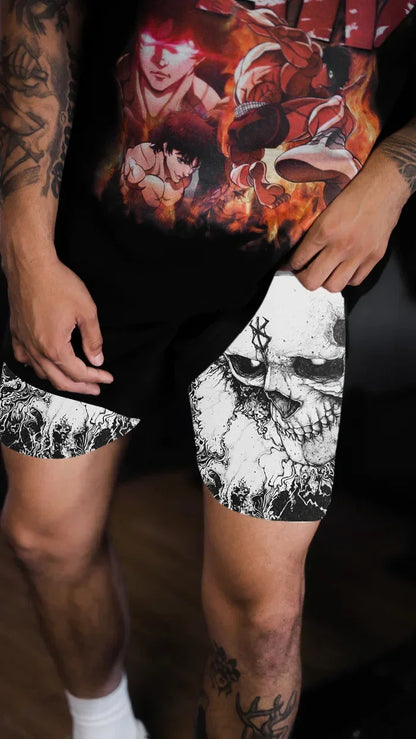 Anime Gym Shorts Double Layer 2-In-1