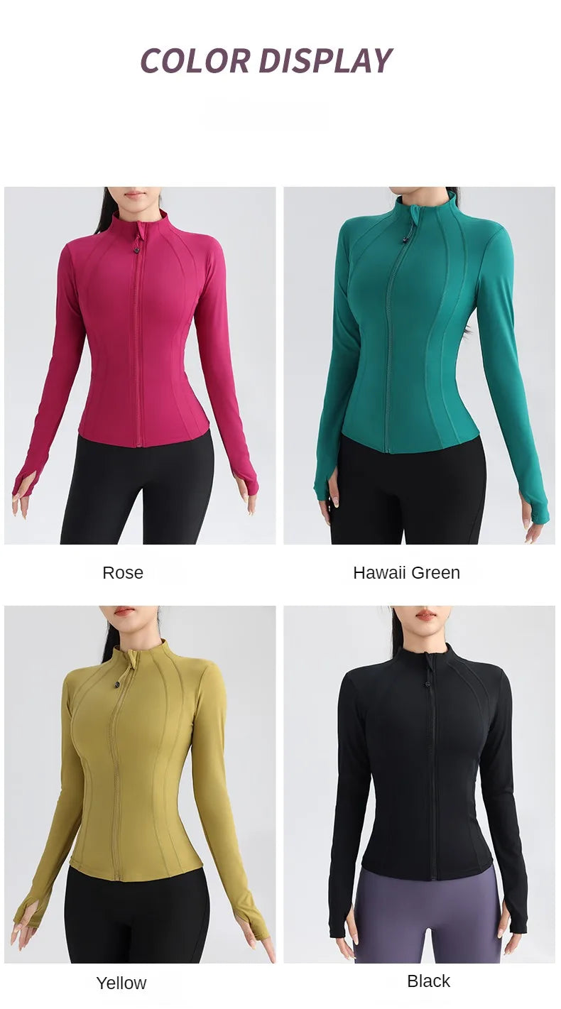 Full Zip Yoga Top With Thumbholes