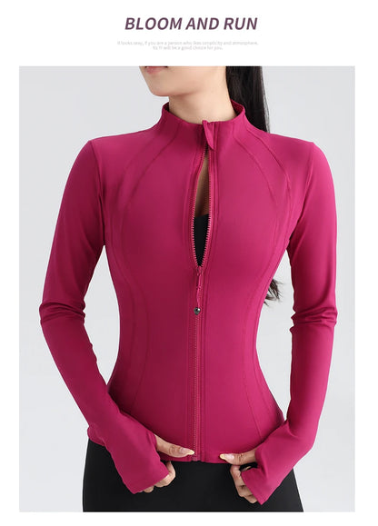 Full Zip Yoga Top With Thumbholes