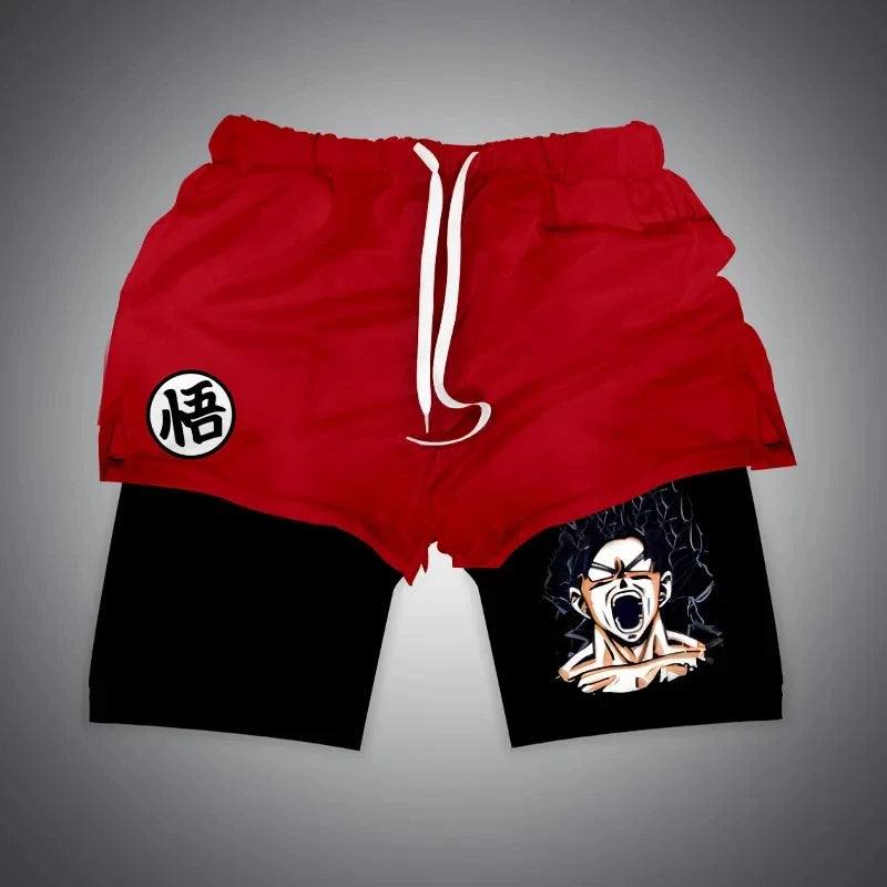 Anime Gym Shorts Double Layer 2-In-1