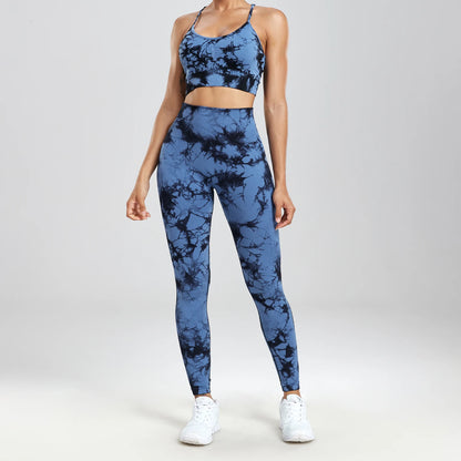 Tie Dye Yoga Set Seamless Fitness Suit