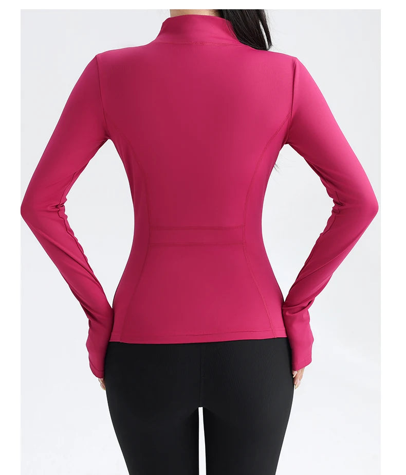 Full Zip Yoga Top With Thumbholes