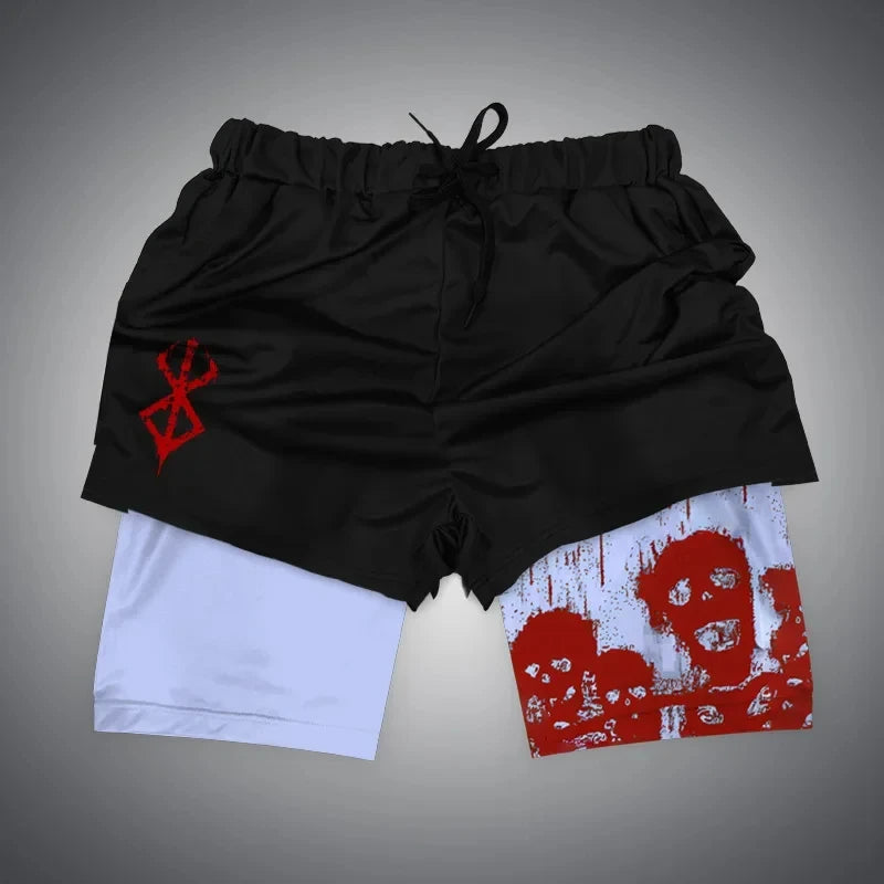 Anime Gym Shorts Double Layer 2-In-1