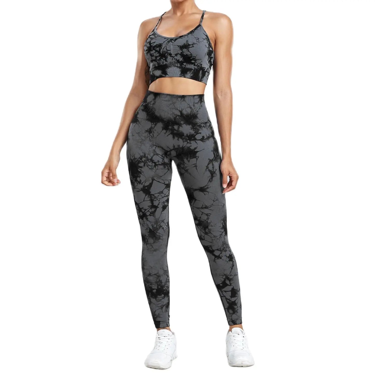 Tie Dye Yoga Set Seamless Fitness Suit