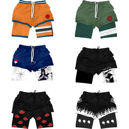 Anime Gym Shorts Double Layer 2-In-1