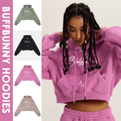 Buffbunny Drawstring Crop Loose Hoodies