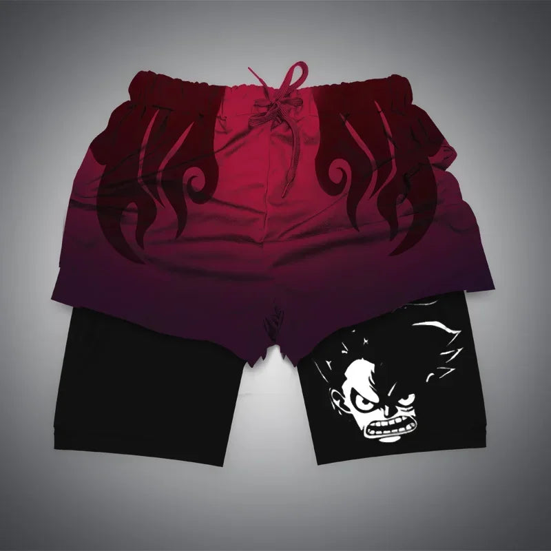 Anime Gym Shorts Double Layer 2-In-1