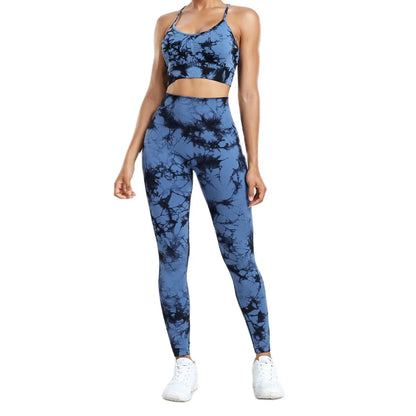 Tie Dye Yoga Set Seamless Fitness Suit