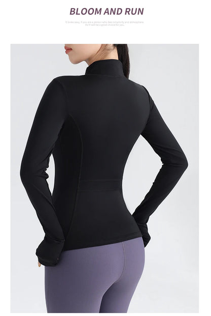 Full Zip Yoga Top With Thumbholes