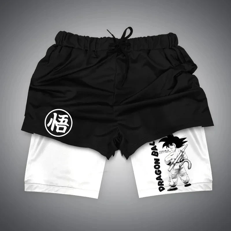 Anime Gym Shorts Double Layer 2-In-1