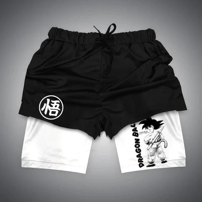 Anime Gym Shorts Double Layer 2-In-1