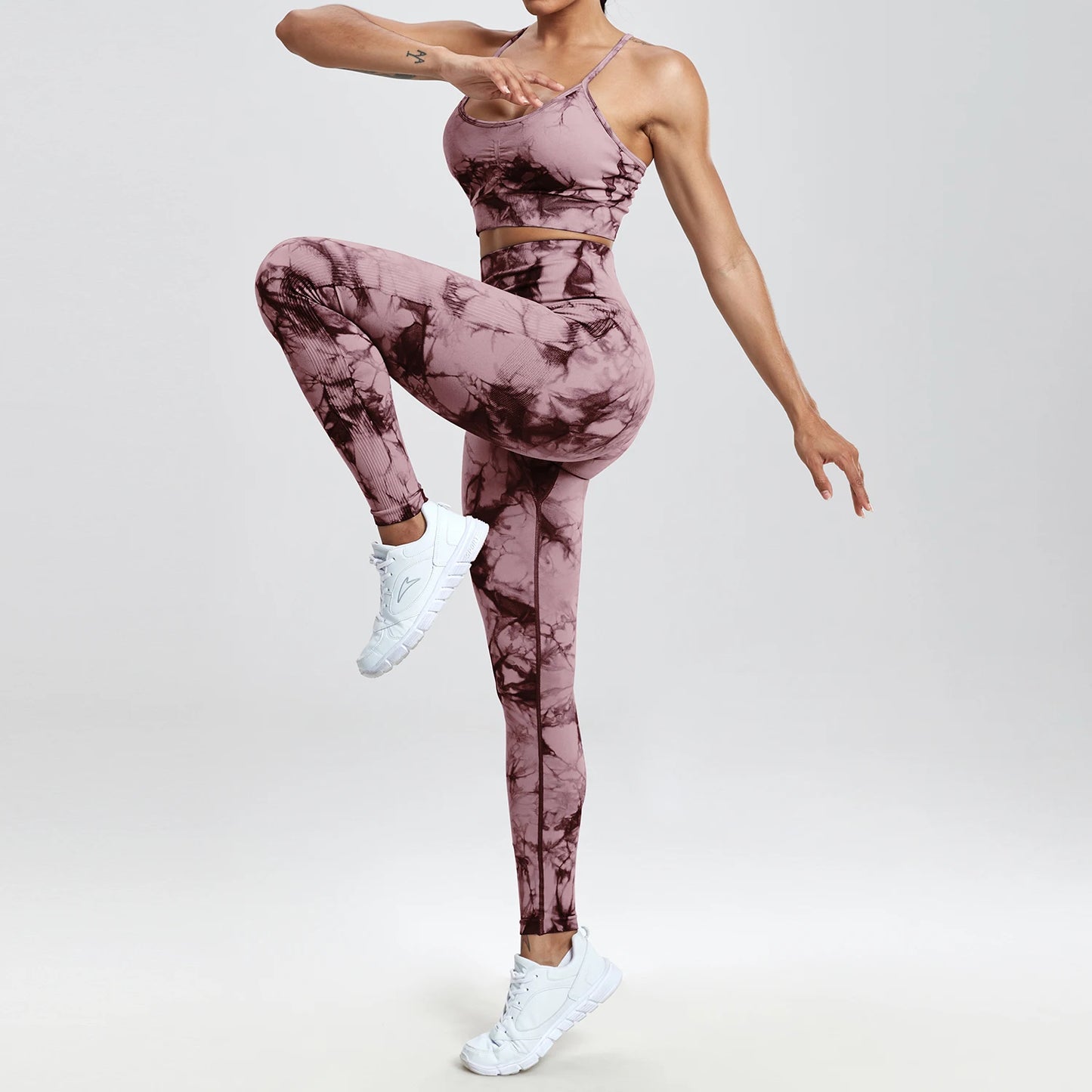 Tie Dye Yoga Set Seamless Fitness Suit