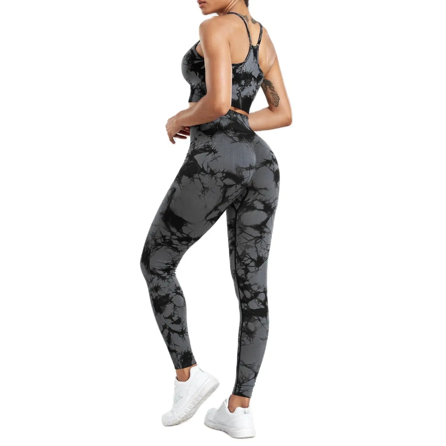 Tie Dye Yoga Set Seamless Fitness Suit