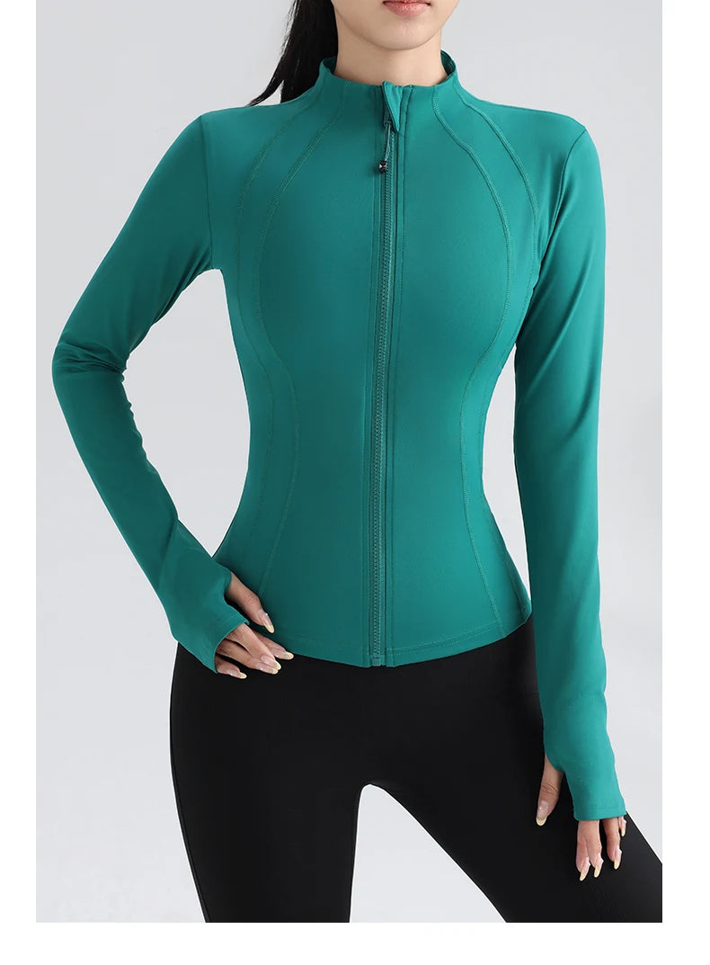 Full Zip Yoga Top With Thumbholes