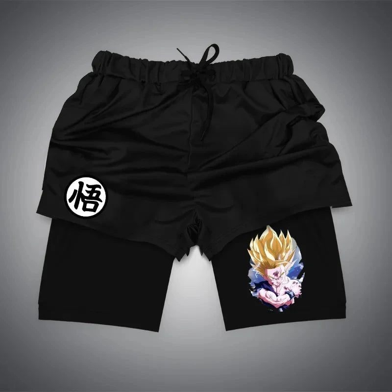 Anime Gym Shorts Double Layer 2-In-1