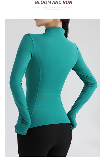 Full Zip Yoga Top With Thumbholes