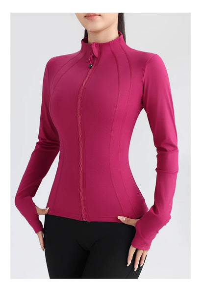 Full Zip Yoga Top With Thumbholes