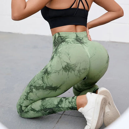 Tie Dye Scrunch Gym Leggings, Seamless