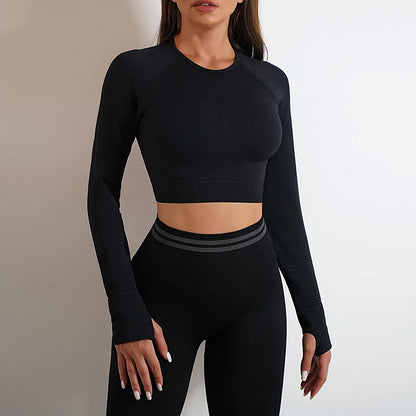 2Pcs Women's Activewear , Long-sleeved and Bra sets