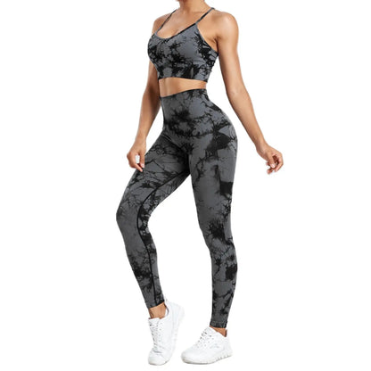 Tie Dye Yoga Set Seamless Fitness Suit