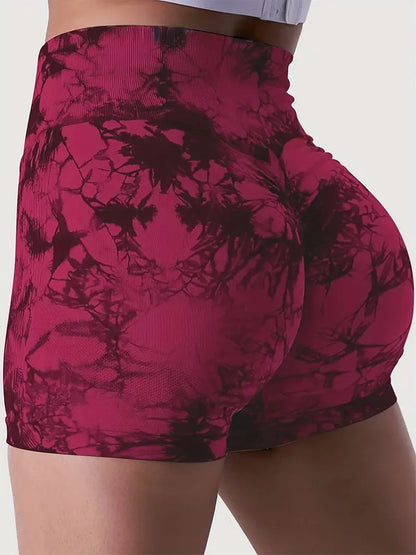 3-Piece Tie-Dye Hip Lift Yoga Shorts