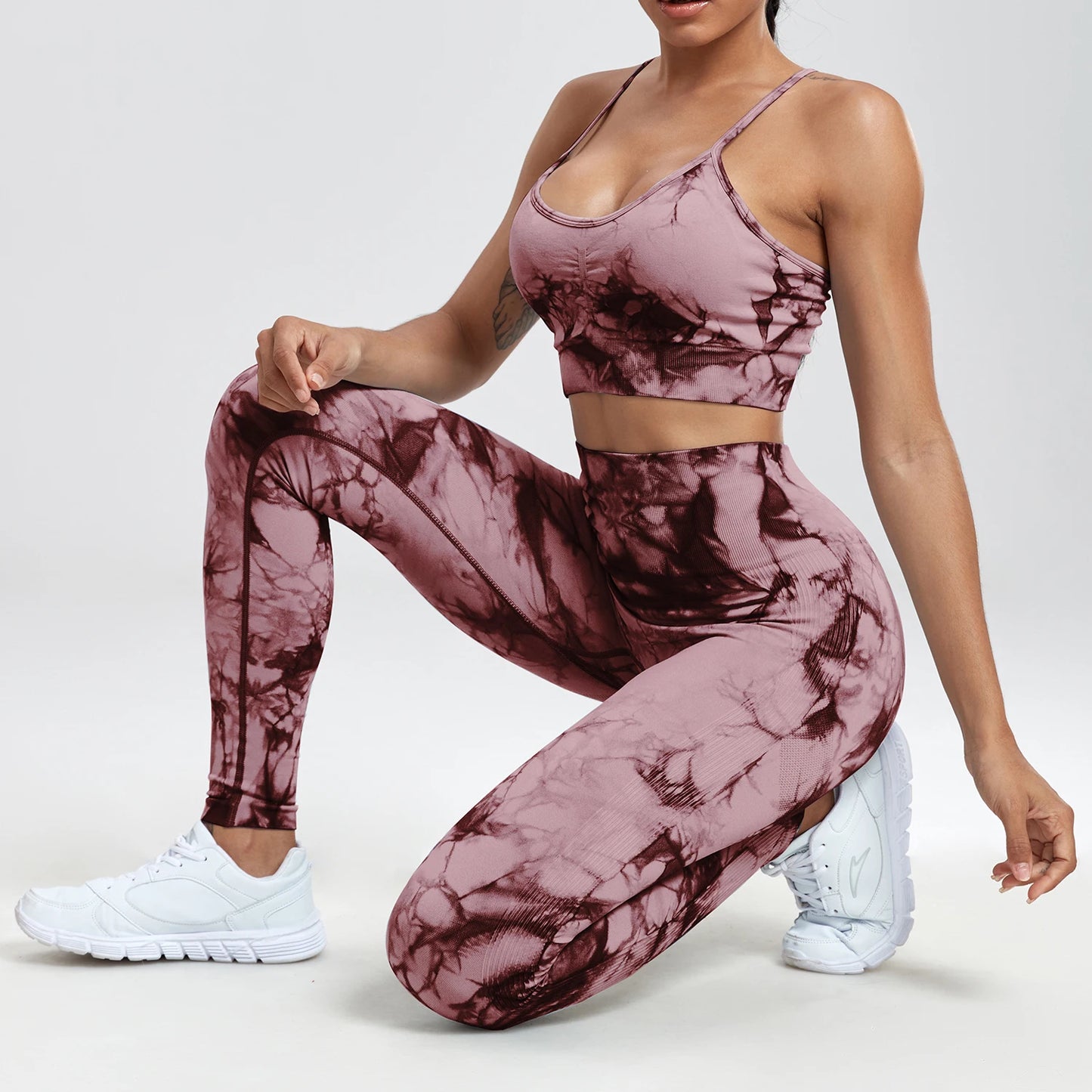 Tie Dye Yoga Set Seamless Fitness Suit