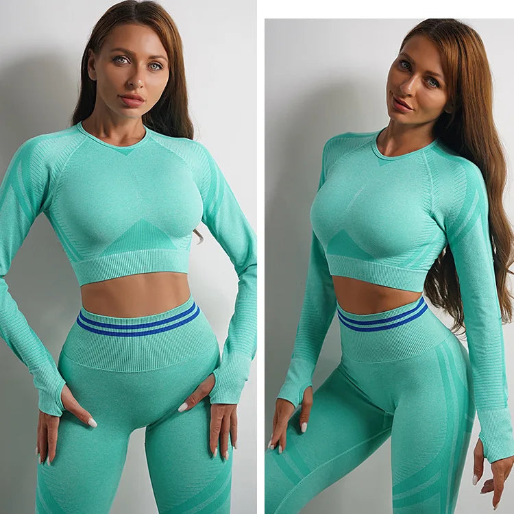 2Pcs Women's Activewear , Long-sleeved and Bra sets