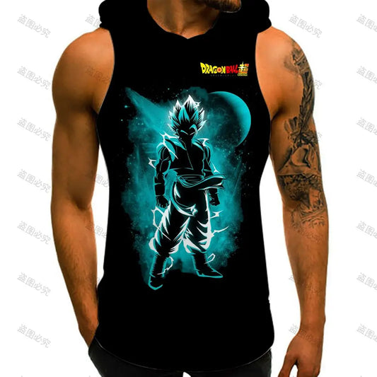 Anime Sleeveless Hooded Gym Shirt