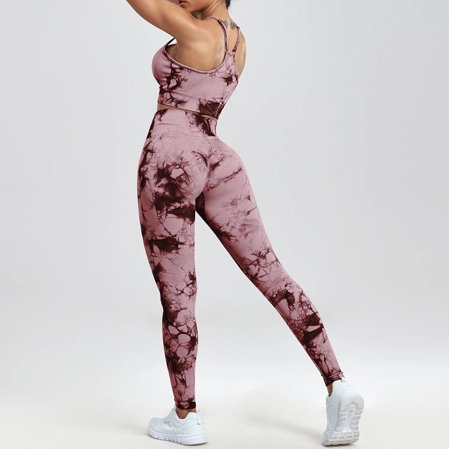 Tie Dye Yoga Set Seamless Fitness Suit