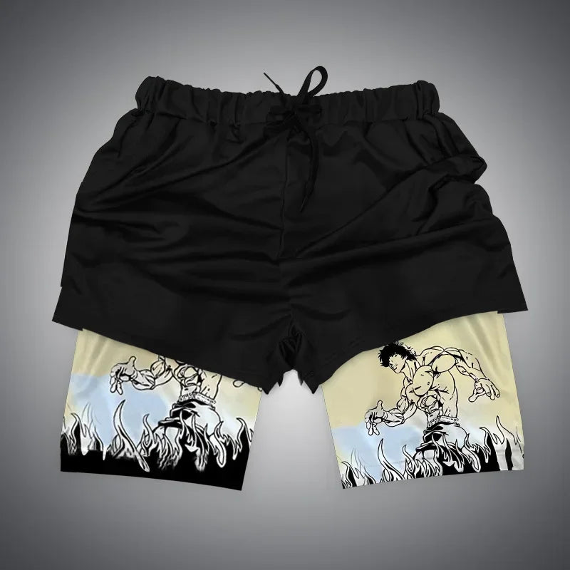 Anime Gym Shorts Double Layer 2-In-1