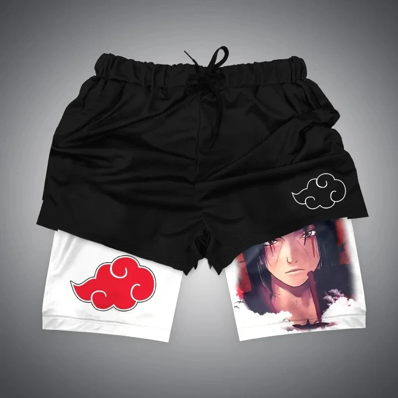 Anime Gym Shorts Double Layer 2-In-1